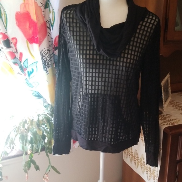 pl movement Tops - Black Sheer Yoga Top